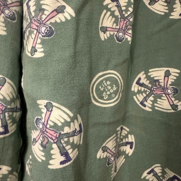 Life Is Good Women’s Pajama Pants XL Green Snow Angel Print Lounge Sleep Bottoms - Picture 2 of 3